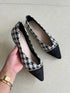 Pointy Toe Houndstooth Plaid Print Casual Pump Ladies Shoes
